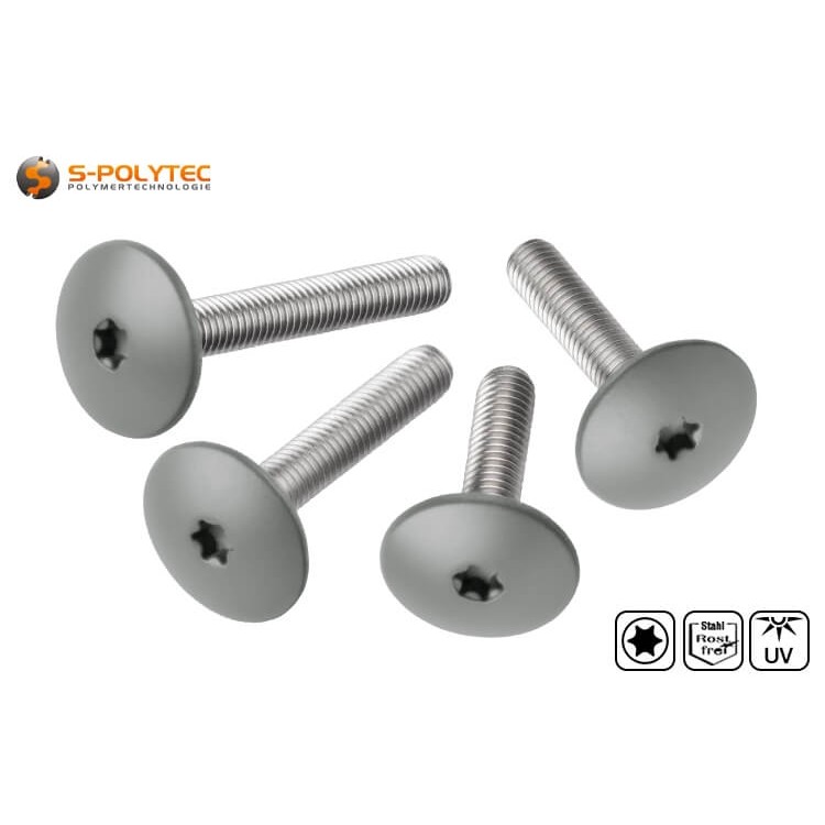 M5 Balkonbout van roestvrij staal voor dopmoeren of draadbussen met koplak in stofgrijs (RAL7037)