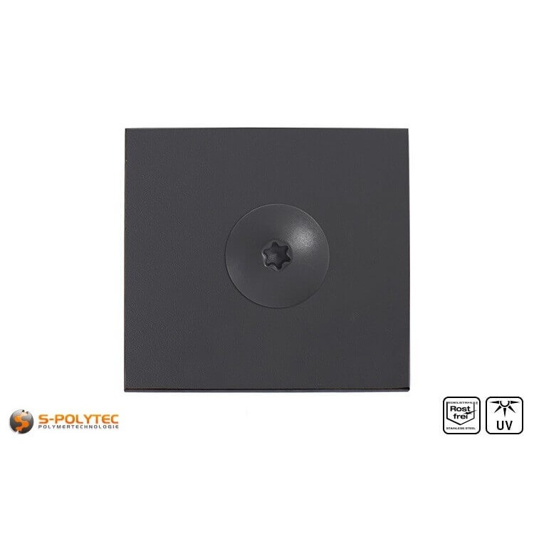 De balkonbout in antraciet met een kopdiameter van 16mm heeft een Torx aandrijving in maat T20 (ISR20)