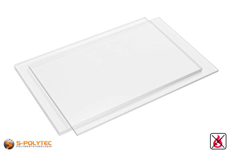 PVC platen transparant uit herd PVC (PVCU) in diktes von 1mm - 15mm in 2,0 x 1,0 meter