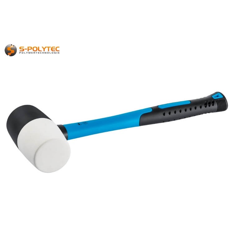 De rubberen hamer met een zwarte en een witte zijde biedt maximale flexibiliteit in gebruik