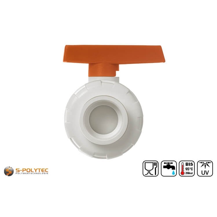 Wij bieden de witte PPR kogelkranen in de maten DN20, DN25, DN32 en DN40 voor het aansluiten van PP-R buizen