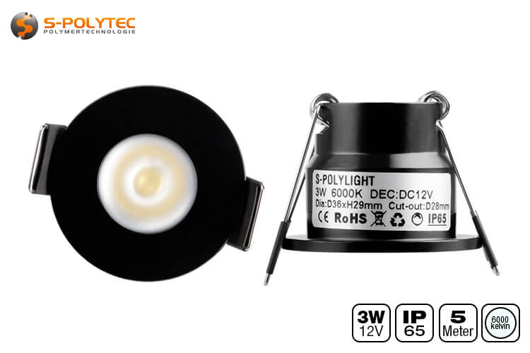 De schroefverbinding op de kabel is afgedicht tegen stof en spatwater om ervoor te zorgen dat de spots waterdicht zijn