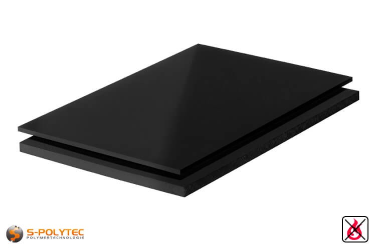PVC platen zwart uit hard-PVC (PVCU) in diktes vanaf 1mm tot 40mm als standaardplaat met 2x1m