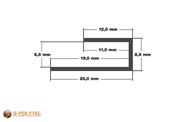 Data van het 6mm U-profiel van aluminium