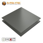 HPL platen RAL7037 stofgrijs moeilijk ontvlambaar met ETB Absturzsicherung in 6mm en 8mm