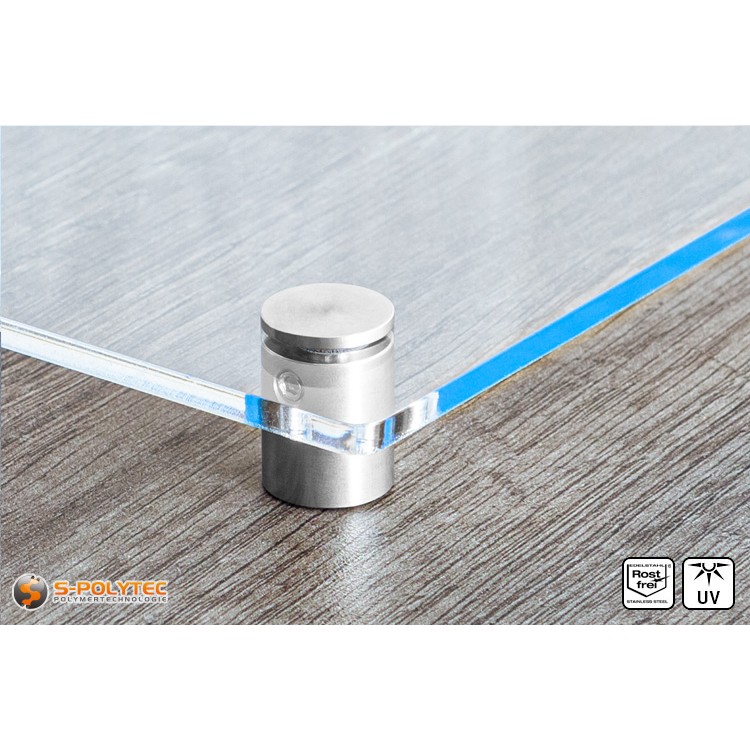 Afstandhouder 15x15mm van roestvrij staal met acrylglasboard