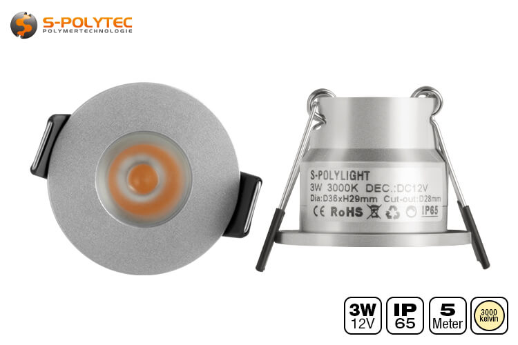 De compacte Ø36 mm LED-spots vereisen een installatiediameter van 28 mm en een geringe inbouwdiepte van 26 mm