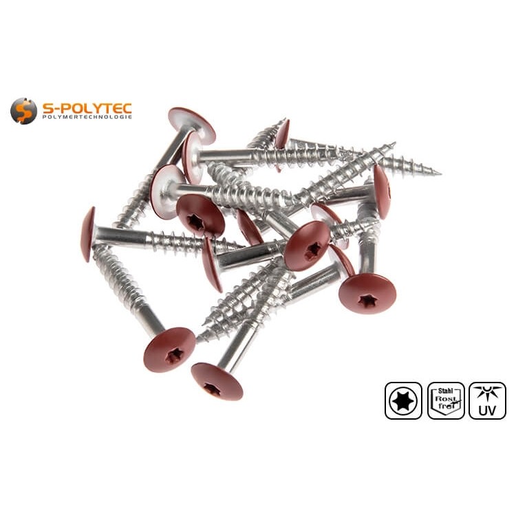 De Wine Red schroeven in A4 roestvrij staal voor HPL panelen 