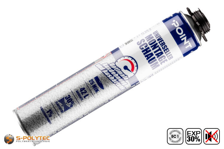 POINT lage expansie 1K-PU montageschuim is een constructieschuim met lage na-expansie in een bus van 750 ml pistoolschuim