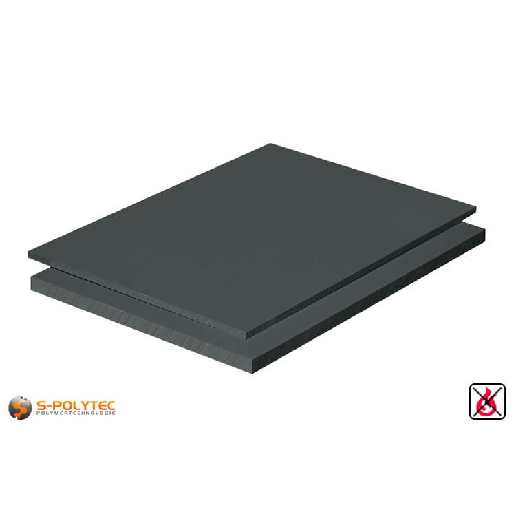PVC platen donkergrijs uit hard-PVC (PVCU) in diktes vanaf 1mm tot 50mm als standaardplaat met 2x1m