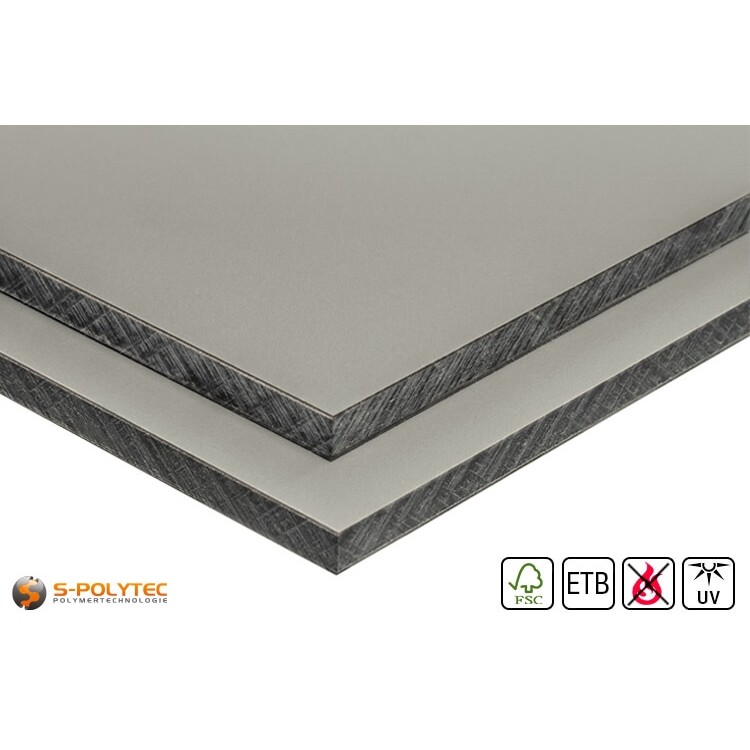 HPL Plaat RAL 7037 op maat (moeilijk ontvlambaar, ETB-toepassing)