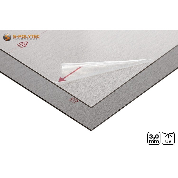 Alu sandwich panelen 3mm (Alu-Dibond) in edelstaal optiek op maat kopen