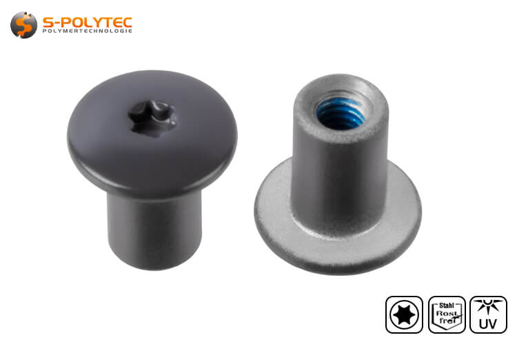 De antracietgrijze draadbus met een kopdiameter van 14mm heeft een Torx aandrijving in maat T20 (ISR20)