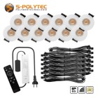 S-Polylight LED-buiteninbouwspots Ø36mm in een complete set met 4, 6, 8, 10 of 12 wit gelakte spots