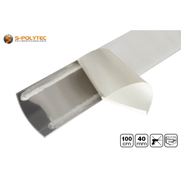 De roestvrijstalen vloerprofielen zijn individueel verpakt in krimpfolie. De folie op de kleefoppervlakken is gemakkelijk te verwijderen