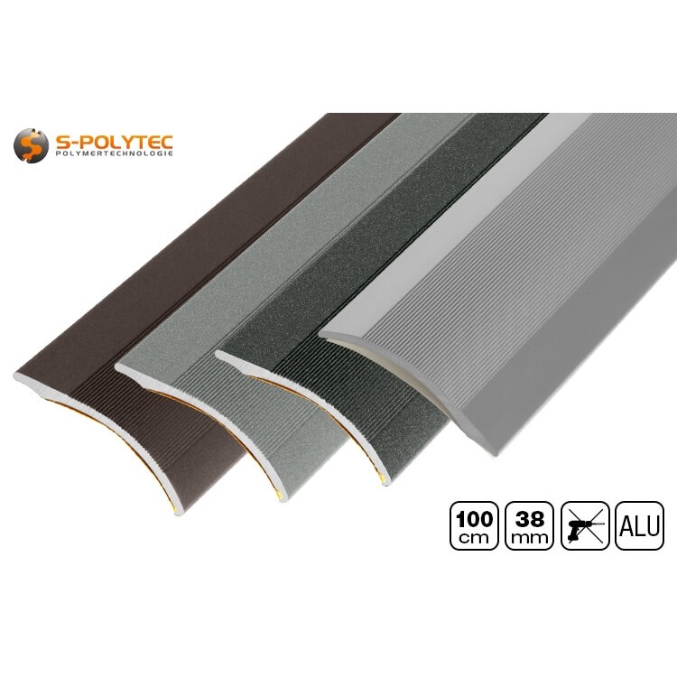 De zelfklevende aluminium afstelprofielen zijn optioneel verkrijgbaar in zilver, antraciet metallic, grijs metallic of brons metallic