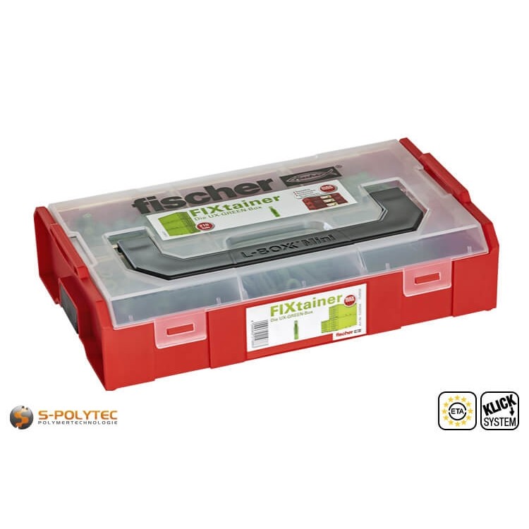 fischer FIXtainer UX-Green plug-Box - Het plug assortiment met 210 pluggen in 6mm, 8mm en 10mm diameter