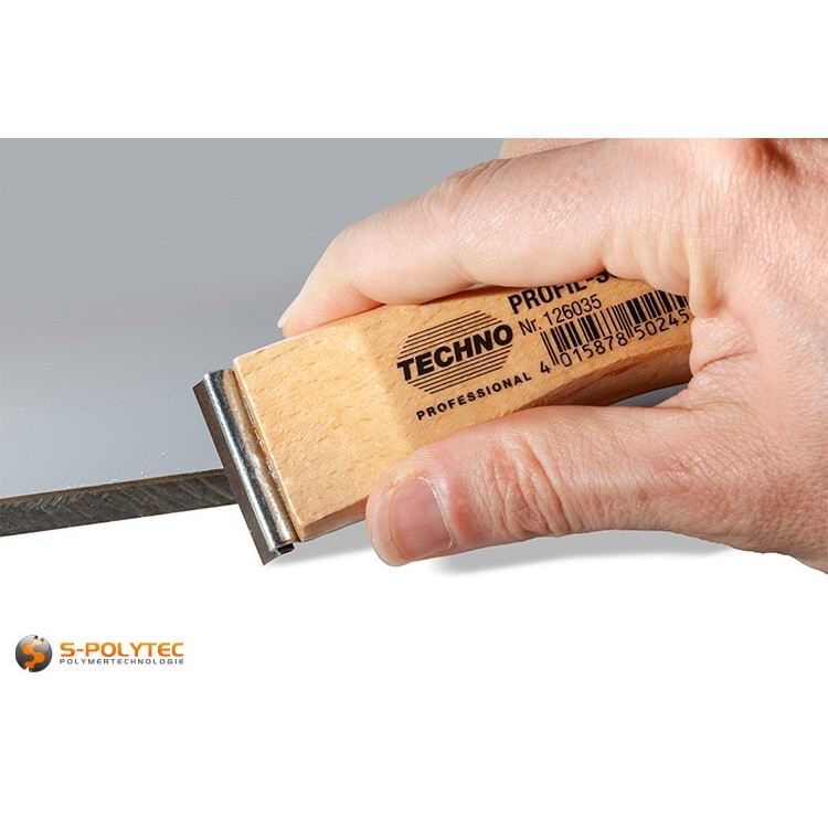 Professionele profielschraper met 35 mm verwisselbaar blad voor het ontbramen en schrapen van vlakke oppervlakken