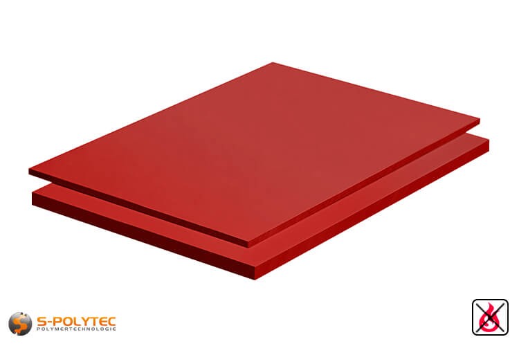 PVC platen rood uit hard-PVC (PVCU) in diktes vanaf 2mm tot 10mm als standaardplaat met 2x1m