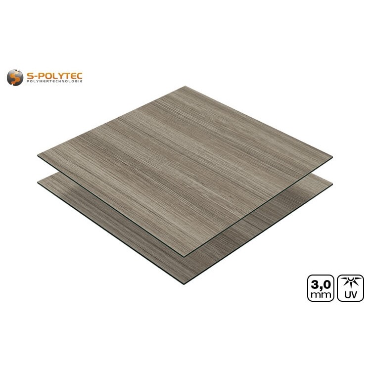 Aluminium composietplaat in houtlook grijs essen in 3mm dikte op maat gesneden