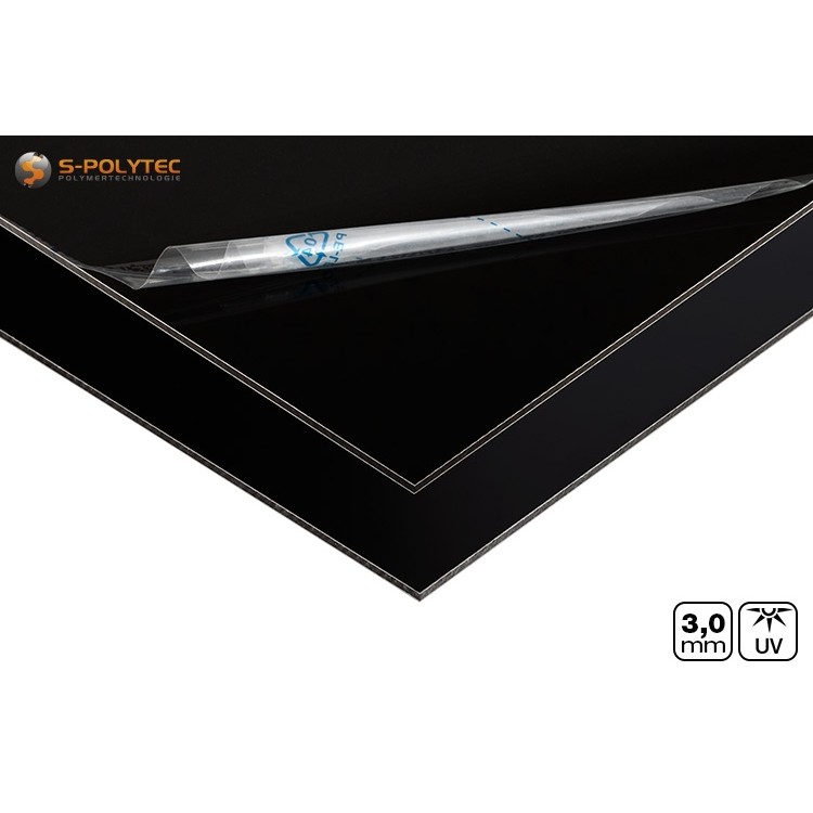 Aluminium composiet panelen met eenzijdig mat, eenzijdig glanzend zwart oppervlak