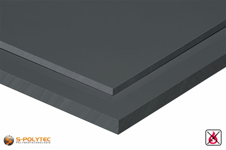 PVC platen grijs uit herd PVC (PVCU) in diktes von 2mm - 15mm - detail