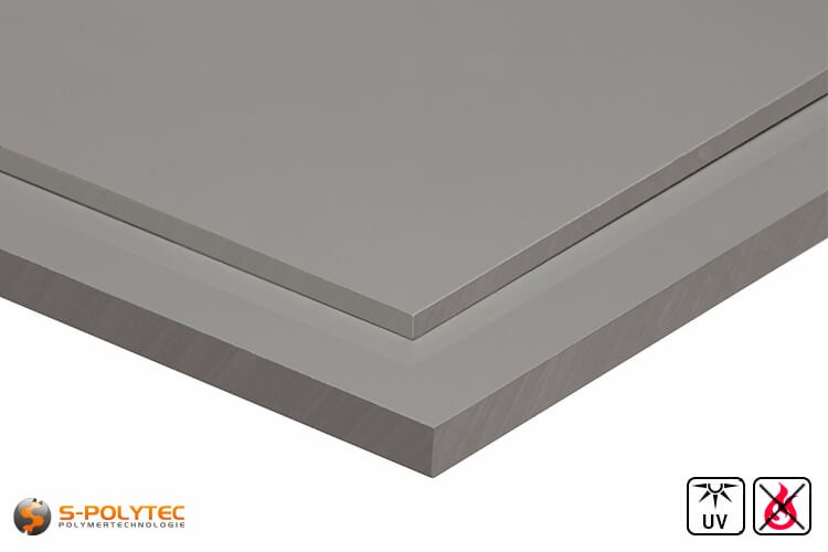 PVC platen lichtgrijs uit herd PVC (PVCU) in diktes von 3mm - 30mm - detail