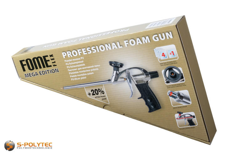 Het FOME FLEX Mega Edition schuimpistool is geschikt voor alle 1K PU-schuimen en 2K PU-schuimen