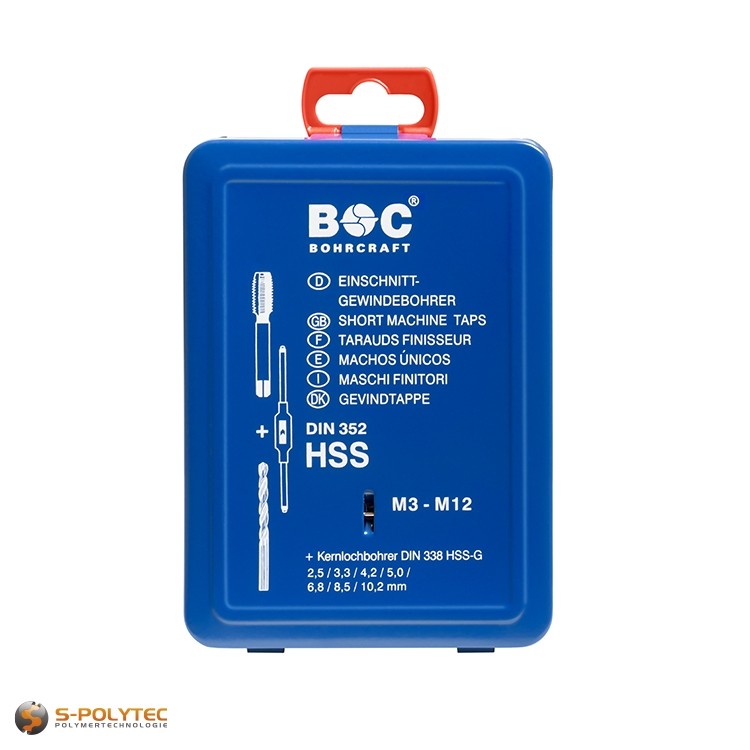 15-delige HSS-G schroefdraadsnijder-set volgens DIN 352 in de praktische industriële cassette