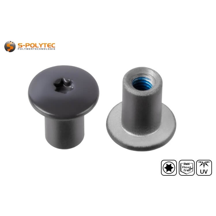 De antracietgrijze draadbus met een kopdiameter van 14mm heeft een Torx aandrijving in maat T20 (ISR20)