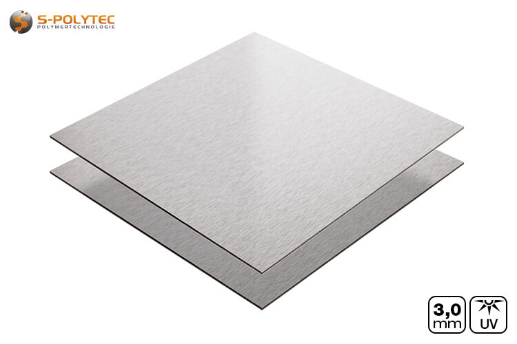 Alu sandwich panelen 3mm (Alu-Dibond) in edelstaal optiek op maat kopen