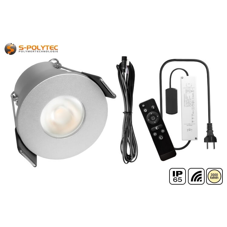 S-Polylight LED-inbouwspots voor buiten in een complete set met 4, 6, 8, 10 of 12 spots in zilverkleurige lakafwerking