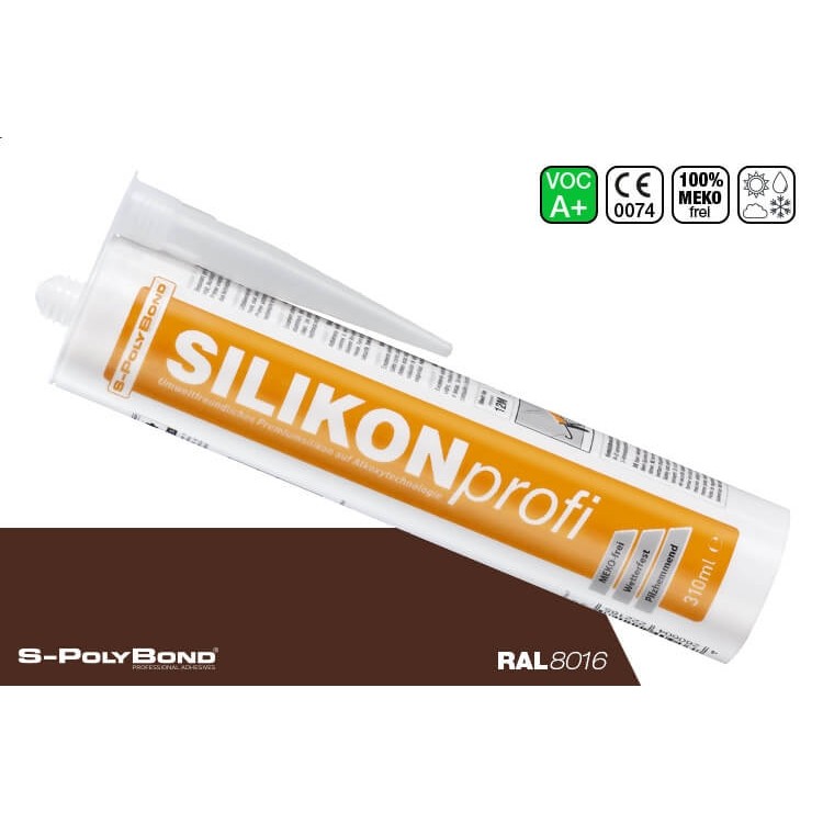 S-Polybond SILIKONprofi Alkoxy-silicoon RAL8016 (mahoniebruin)