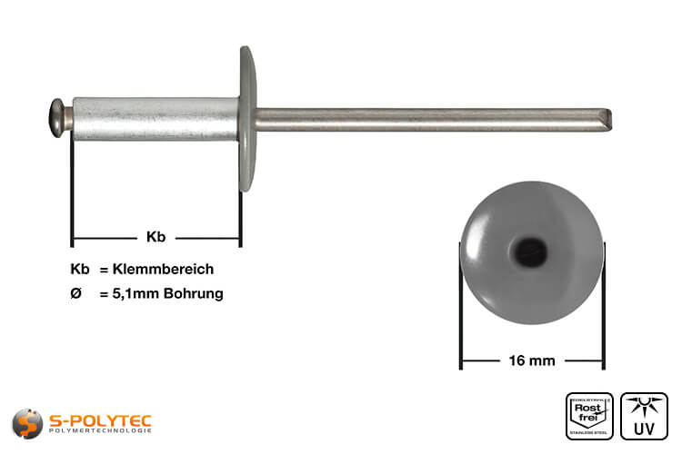 Gevel klinknagels stofgrijs (RAL 7037)