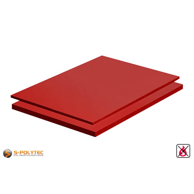 PVC platen rood uit hard-PVC (PVCU) in diktes vanaf 2mm tot 10mm als standaardplaat met 2x1m