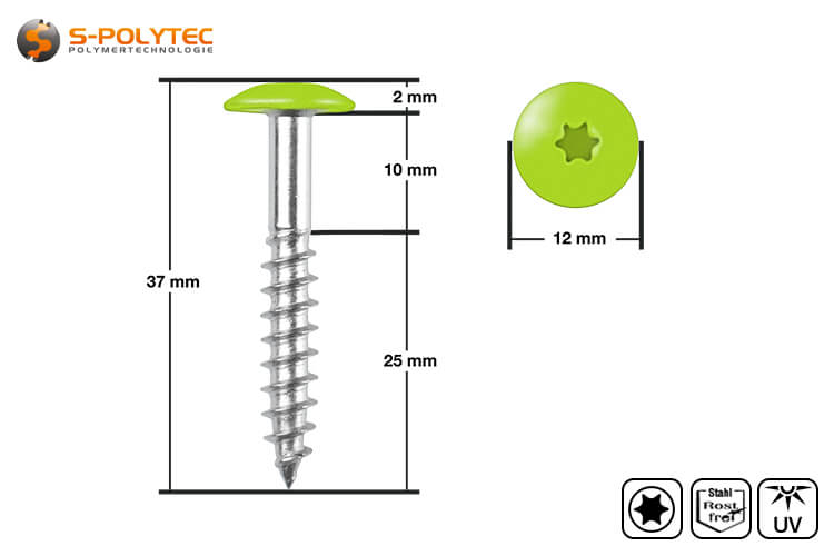 De kopgelakte bekledingsschroeven in Lime Green zijn goedgekeurd voor geventileerde bekledingssystemen met Trespa® Meteon® FR