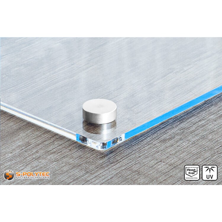 Schroef-afdekkap 15mm van roestvrij staal met acrylglasboard
