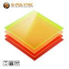 Fluorescerend acrylglas GS gekleurd met neon glow effect in millimeter nauwkeurige sneden vanaf slechts 30mmx30mm.