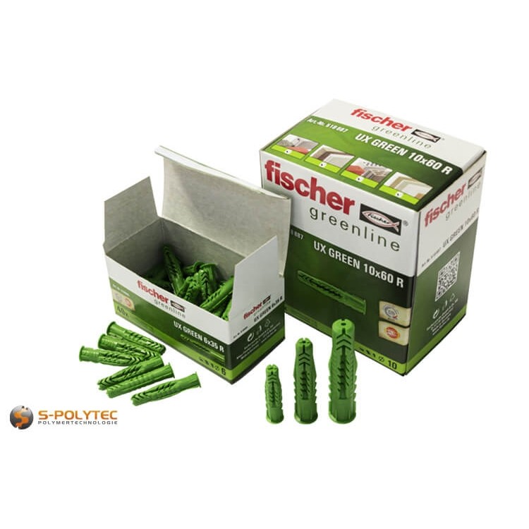 fischer universele plug UX Green van kunststof op biobasis in verschillende maten