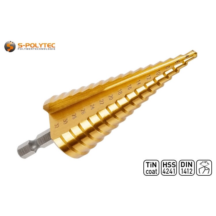 De hoogwaardige stappenboren van HSS-staal maken precieze gaten in 15 stappen van 4mm tot 32mm diameter