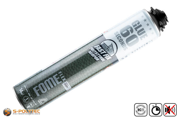 FOME FLEX fast fix 1K-PU lijmschuim is een snel uithardend constructieschuim in de 850ml pistoolschuimbus
