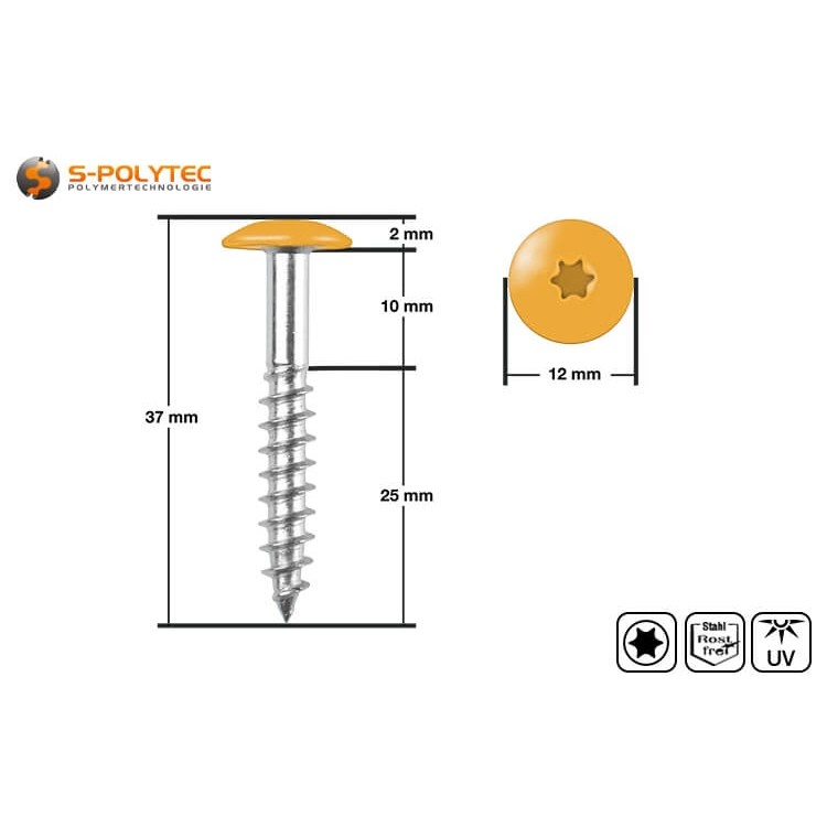 De kopschroeven in Goudgeel zijn goedgekeurd voor geventileerde bekledingssystemen met Trespa® Meteon® FR