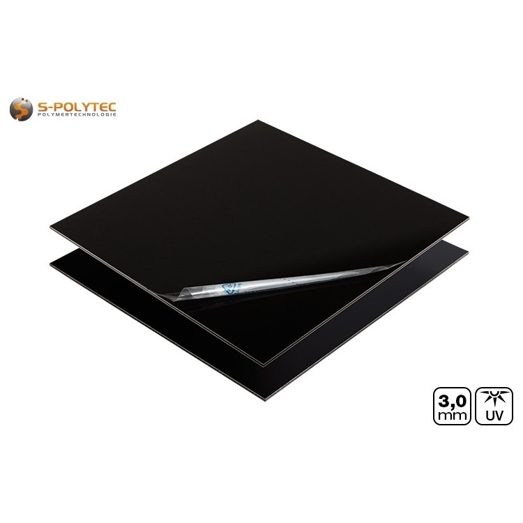 Aluminium composiet panelen met eenzijdig mat, eenzijdig glanzend zwart oppervlak