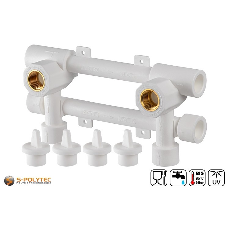 Aqua-Plus PP-R montage eenheid voor opbouwkranen in wit met 1/2 inch messing binnendraad