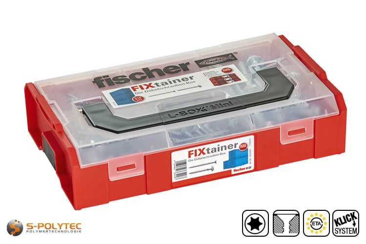 fischer FIXtainer plugschroeven- doos - 210 deuvelschroeven voor Ø 6mm, Ø 8mm en Ø 10mm pluggen in de L-BOXX Mini