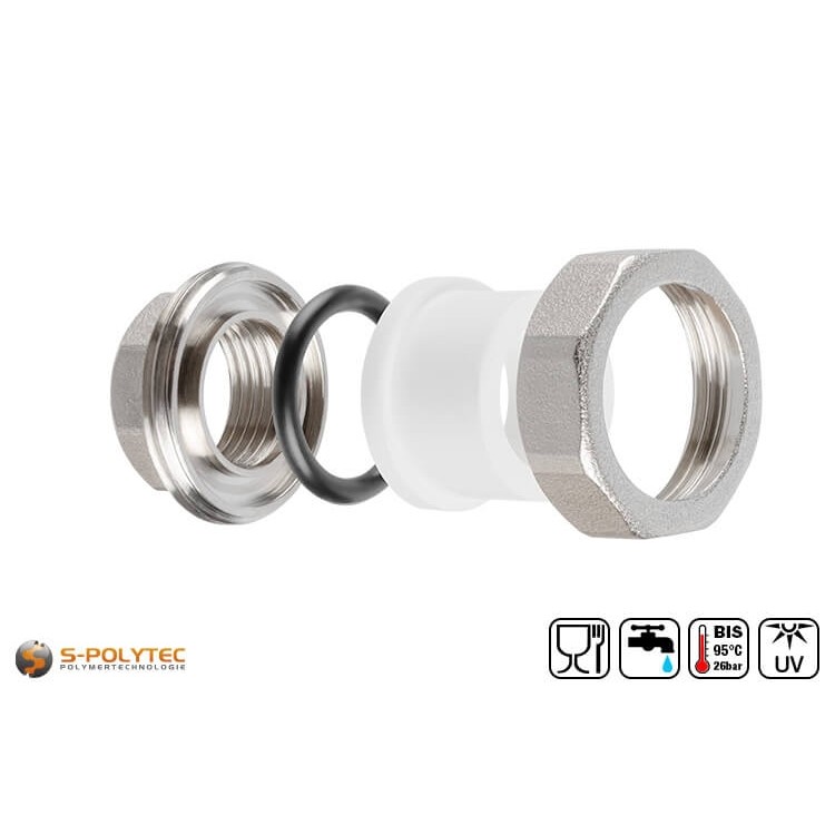 Wij bieden de witte PPR schroefkoppelingen aan in de maten DN20, DN25, DN32 en DN40