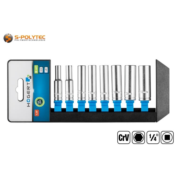 De praktische kunststof houder bergt de afzonderlijke doppen plaats besparend, veilig en overzichtelijk op