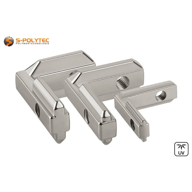 De profielhoekverbinders voor binnen- en buitenhoeken zijn verkrijgbaar in verschillende maten voor 6mm of 8mm groeven