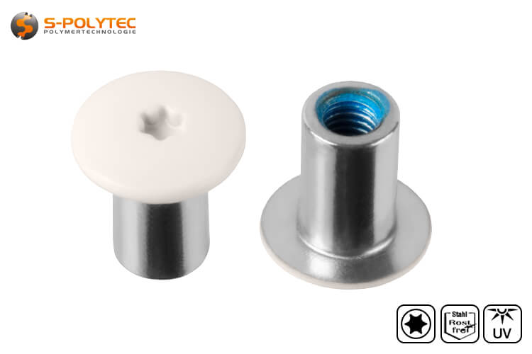 De creme witte draadbus met een kopdiameter van 14 mm heeft een Torx aandrijving in maat T20 (ISR20)