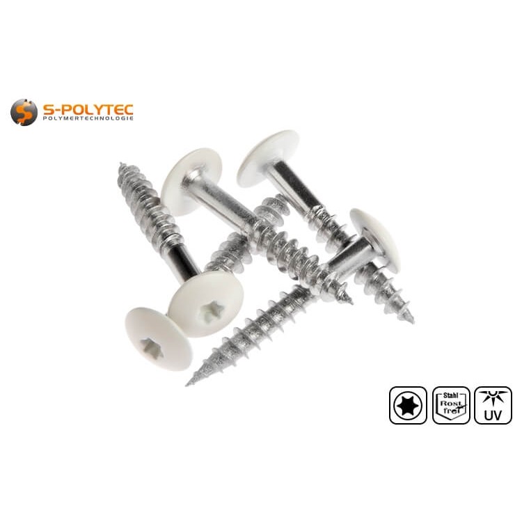 Gevelschroeven volgens DIN EN 14592 voor Trespa® Meteon® FR HPL-platen in White (A03.0.0) met satijnen afwerking	